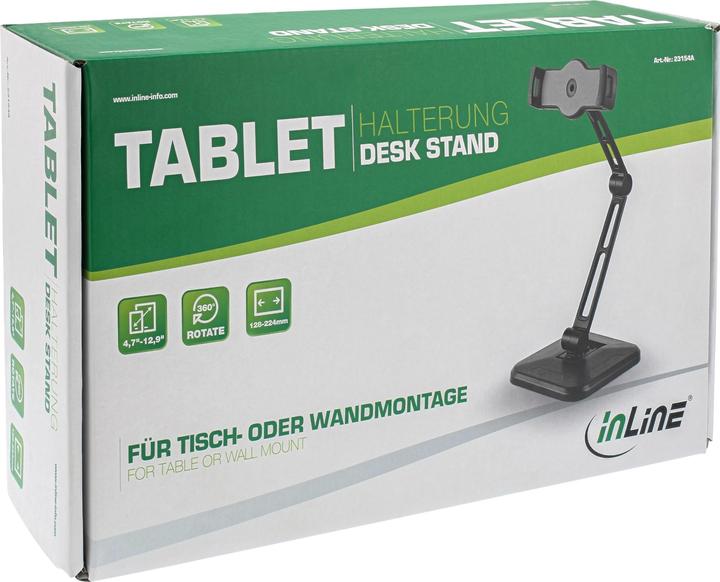 Produktbild InLine Verstellbarer Arm (Schwenkdoppelarm) für Tablett Schwar