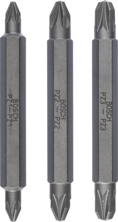 Produktbild Bosch Professional Zubehör Doppelklingenbit-Set, 3-teilig, PZ1, PZ1, PZ2, PZ2, PZ3, PZ3, 60 mm (Kreuz Pozidriv PZ)