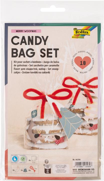 Actual product image Folia Candy Bag Set Merry Woofmas (6x)