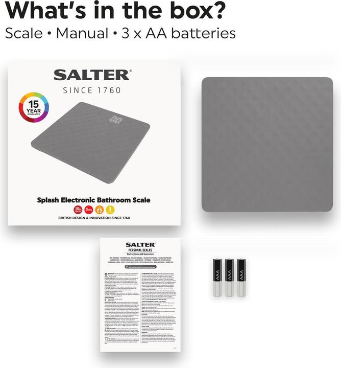 Produktbild Salter 9218 GY3R Splash Electronic Bathroom Scale (180 kg)