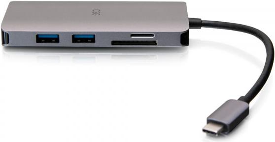 Productafbeelding C2G USB-C® Mini Dock met HDMI, 2x USB-A, Ethernet, SD-kaartlezer en USB-C Power Delivery tot 100W (USB-C, 7 ports)