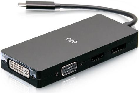 Produktbild C2G USB C Multiport Adapter with HDMI, DisplayPort, DVI & VGA (DVI, USB Typ-C, 1.40 cm)