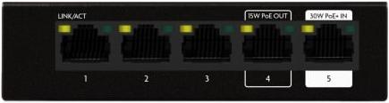 Actual product image Luxul Wireless SW-100-05PD Network Switch Unmanaged Power over Ethernet (PoE) Black