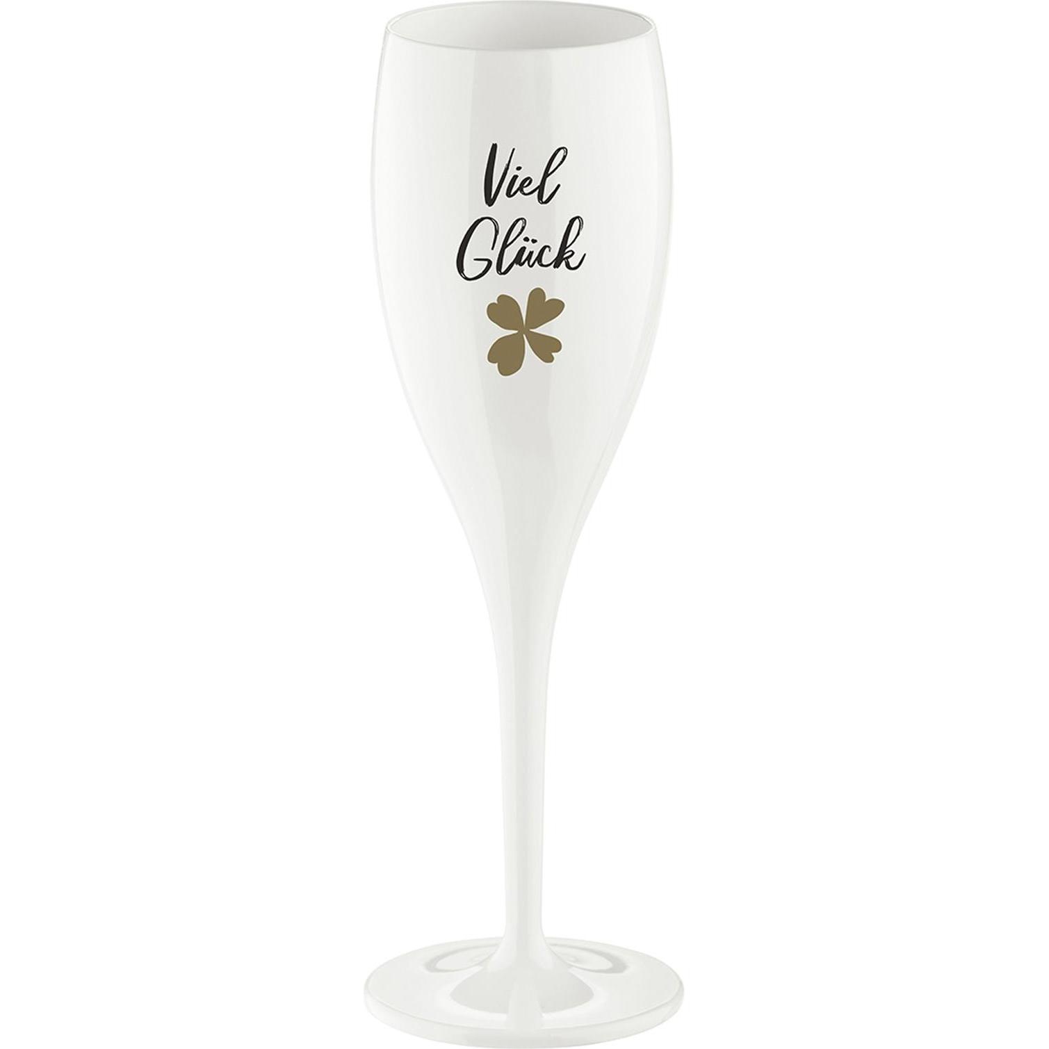 Thumbnail - Koziol Sektglas 100 ml mit Druck CHEERS No. 1 VIEL GLÜCK, Weingläser, Weiss
