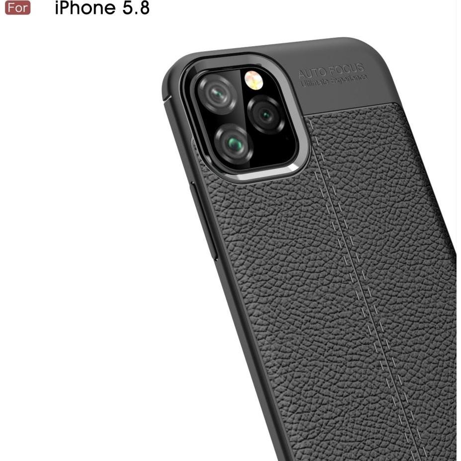 Thumbnail - Screenguard Apple iPhone 11 Pro Hülle Leather Design TPU Cover (Apple iPhone 11 Pro), Smartphone Hülle, Schwarz