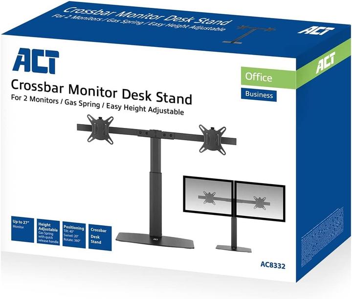 Actual product image ACT Monitor Desk Stand, 2 screens up to 27ö, with gas spring (Table, 27", 12 kg)