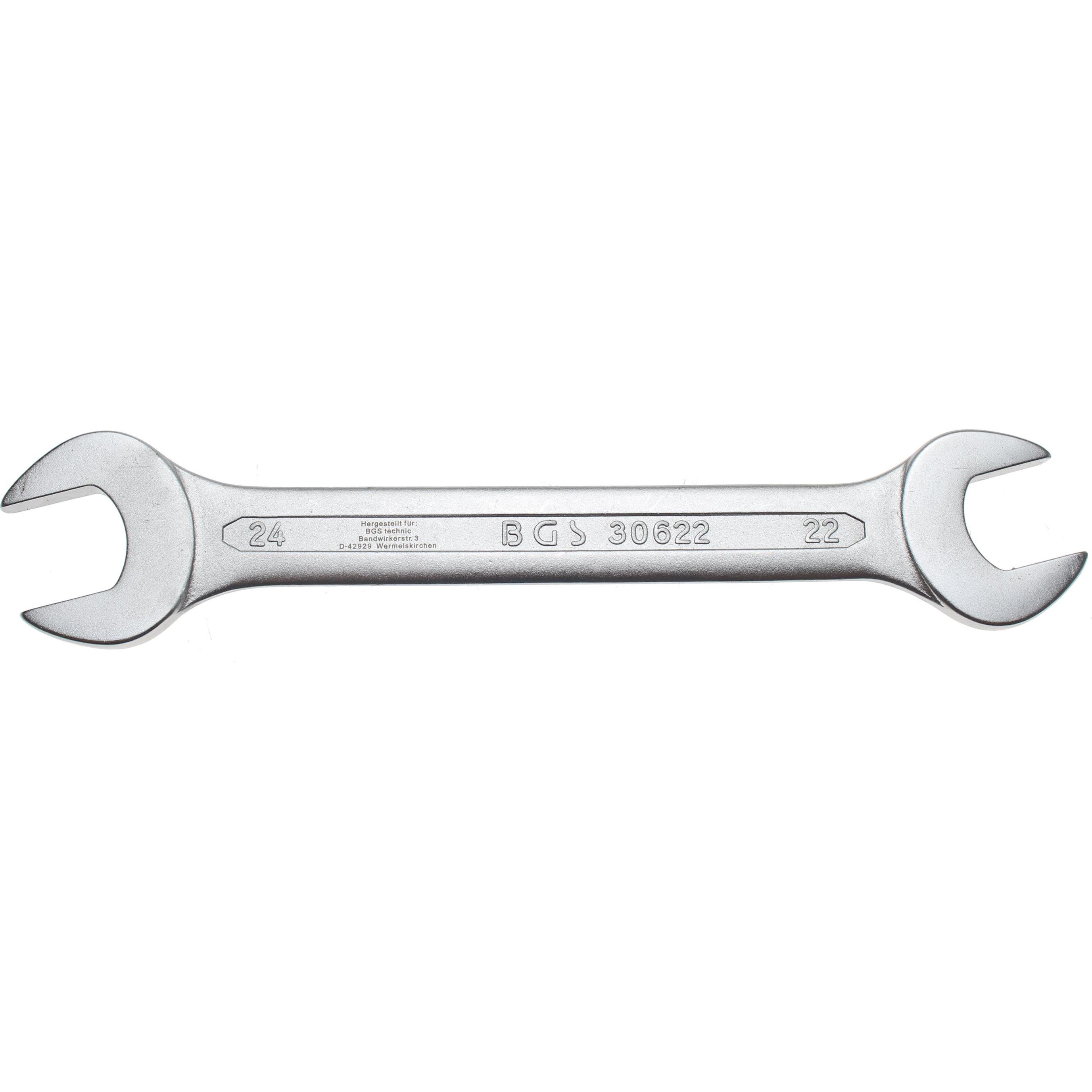 BGS, Schraubenschlüssel, Doppel-Maulschlüssel SW 22 x 24 mm (24 mm, 22 mm)
