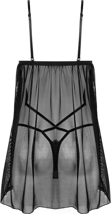 Productafbeelding Christine Le Duc Babydoll met string Fleur de Plaisir zwart/rood (S/M)