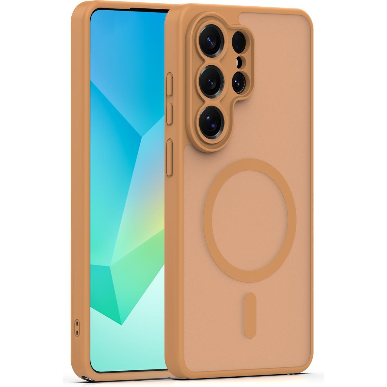 OEM Mag Matt case for Samsung S25 Ultra brown (Samsung Galaxy S25 Ultra), Cover smartphone, Marrone