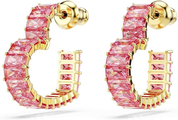 Actual product image Swarovski Matrix Kreolen Baguette Schliff Herz Klein Rosa Gold (Swarovski Metal)