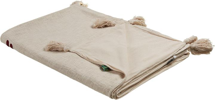 Produktbild Beliani Decke Baumwolle beige / braun 130 x 180 cm Lama-Motiv DEOGHAR (130 x 180 cm)