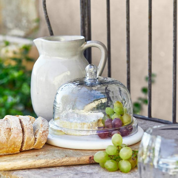 Immagine prodotto Loberon Vaso a campana in vetro con piatto Barnsdale chiaro/bianco