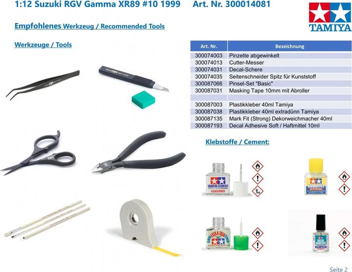 Immagine prodotto Tamiya 1:12 Suzuki RGV Gamma XR89 #10 1999