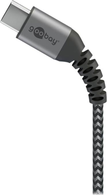 Actual product image Goobay USB-C cable, textile, metal plug, extra robust (0.50 m, USB 2.0)