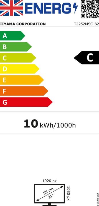 Energie-Label iiyama ProLite T2252MSC-B2 (1920 x 1080 Pixel, 21.50")