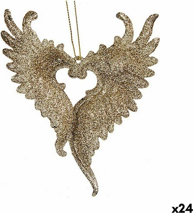 Krist+ Weihnachtsschmuck Engelsflügel champagne Kunststoff Glitzernd 12 x 13 x 2,5 cm (24 Stück) (24-teilig)