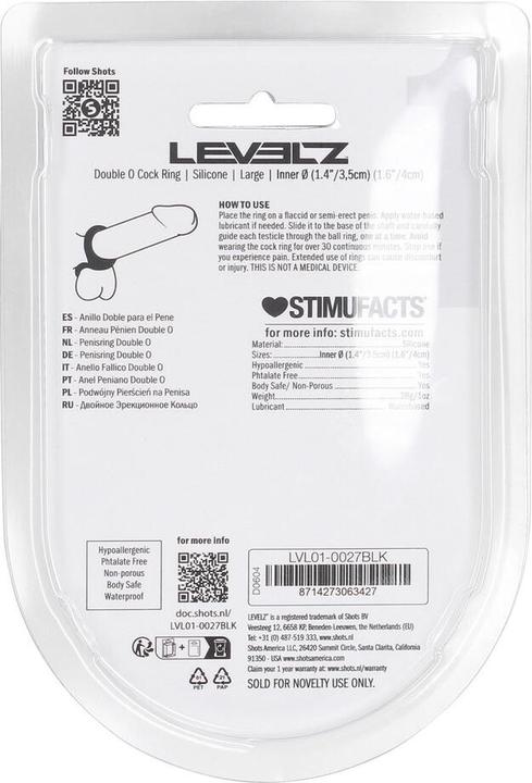Actual product image Shots Double O Silicone Cockring - L - Black (6 cm)