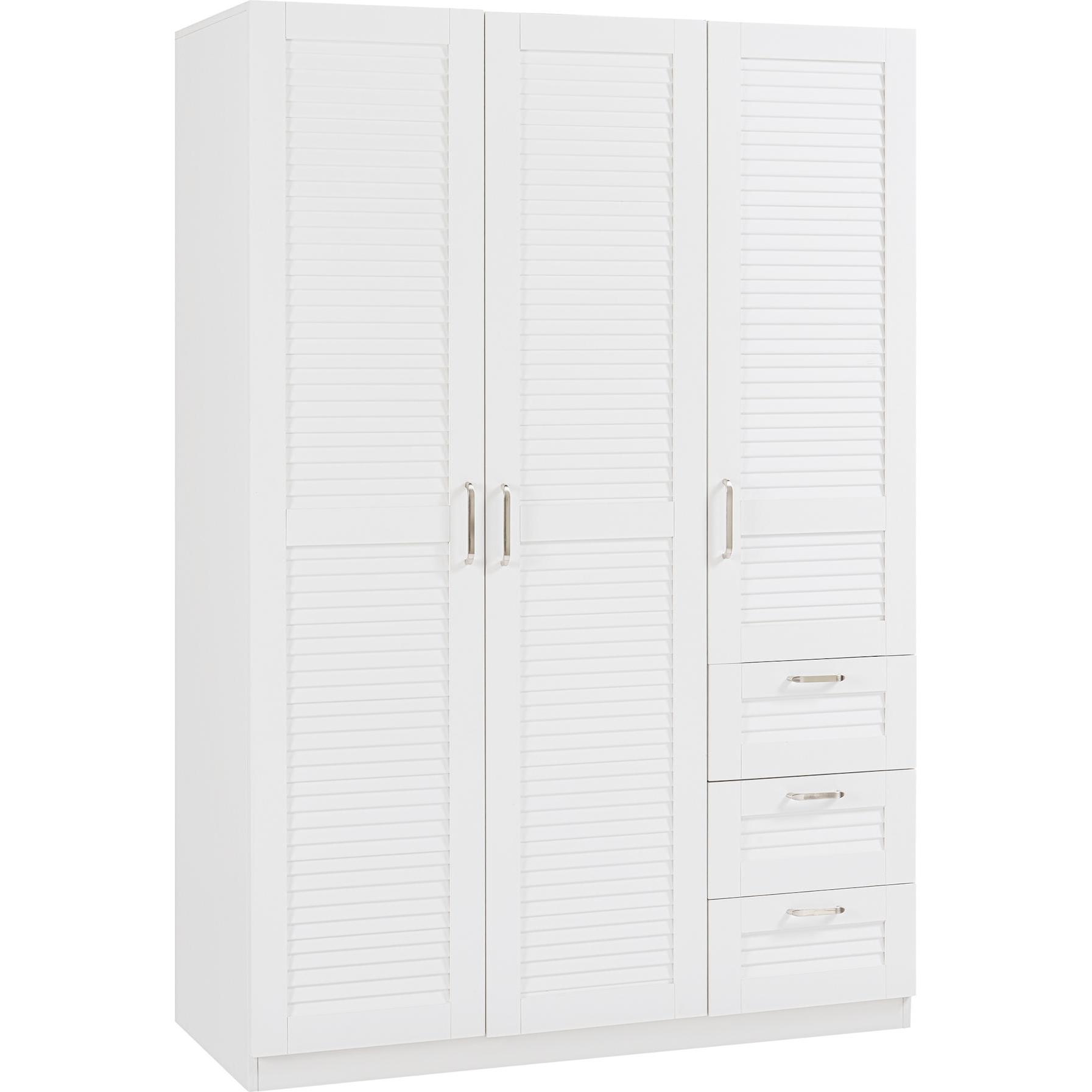 En.Casa, Kleiderschrank, Kleiderschrank Finning 176x120x52 cm 3 Schubladen Weiss (120 x 52 x 176 cm)