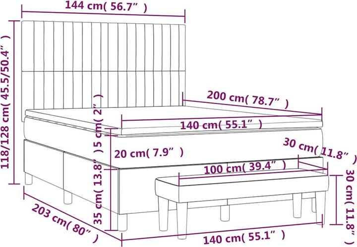 Actual product image vidaXL Boxspringbett (140 x 200 cm)