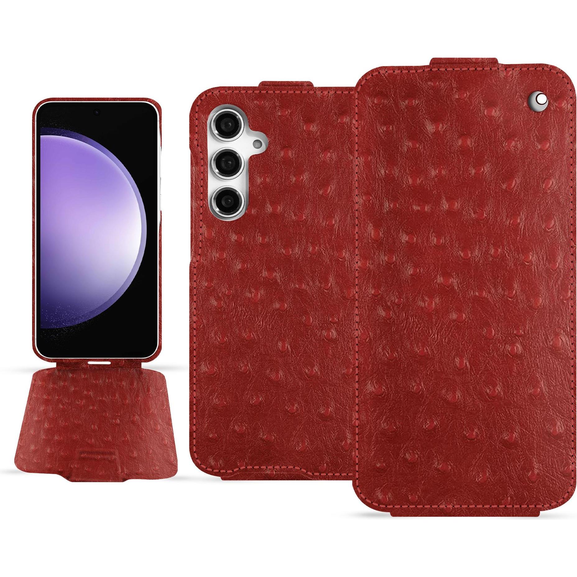 Thumbnail - Noreve Lederschutzhülle vertikal (Samsung Galaxy S23 FE), Smartphone Hülle, Rot