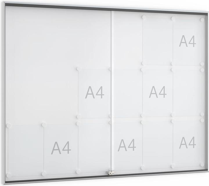 Wsm Sliding door display case 18 x DIN A4 W1350xH1050mm frame angular for indoor use