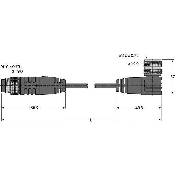 Turck Cavo dell'attuatore e del sensore Cavo di collegamento BSM-BKWM19-E01-3/S90 (3 m), Cavo di alimentazione