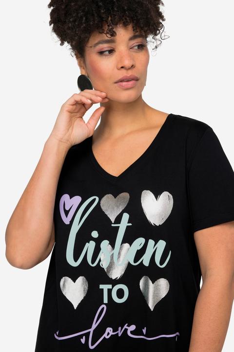 Produktbild Miamoda T-Shirt, Straight Fit, Herz-Druck, Halbarm (42)