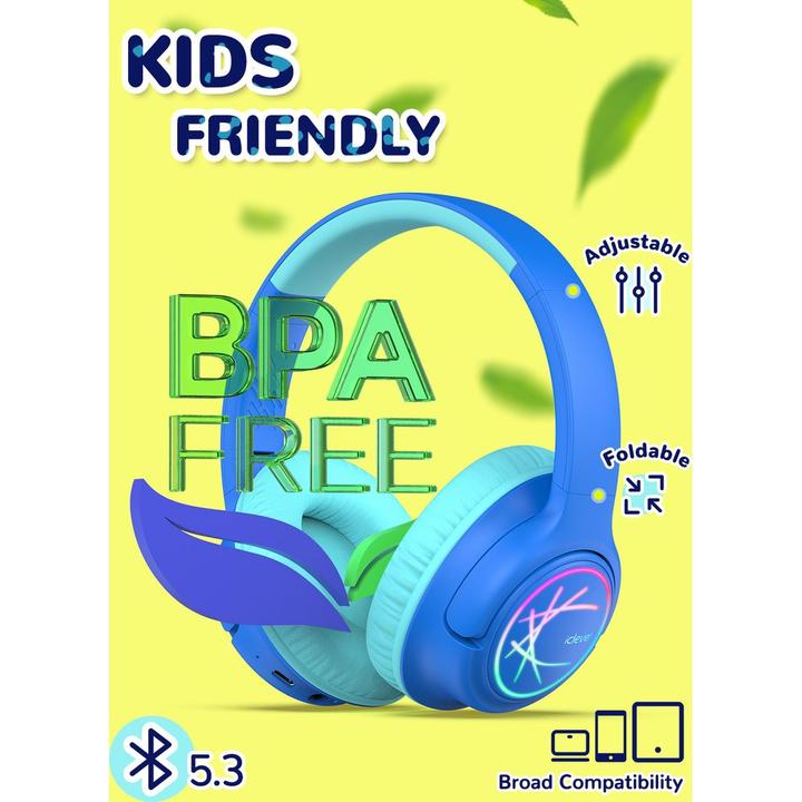 Produktbild Iclever BTH18 Headphones Kids LED C10-2083N-01 BT, 74/85 dB, 43h, blue