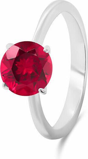 Brilio Silver - Delicate silver ring with red zircon RI057WR - Circuit: 52 mm (52)