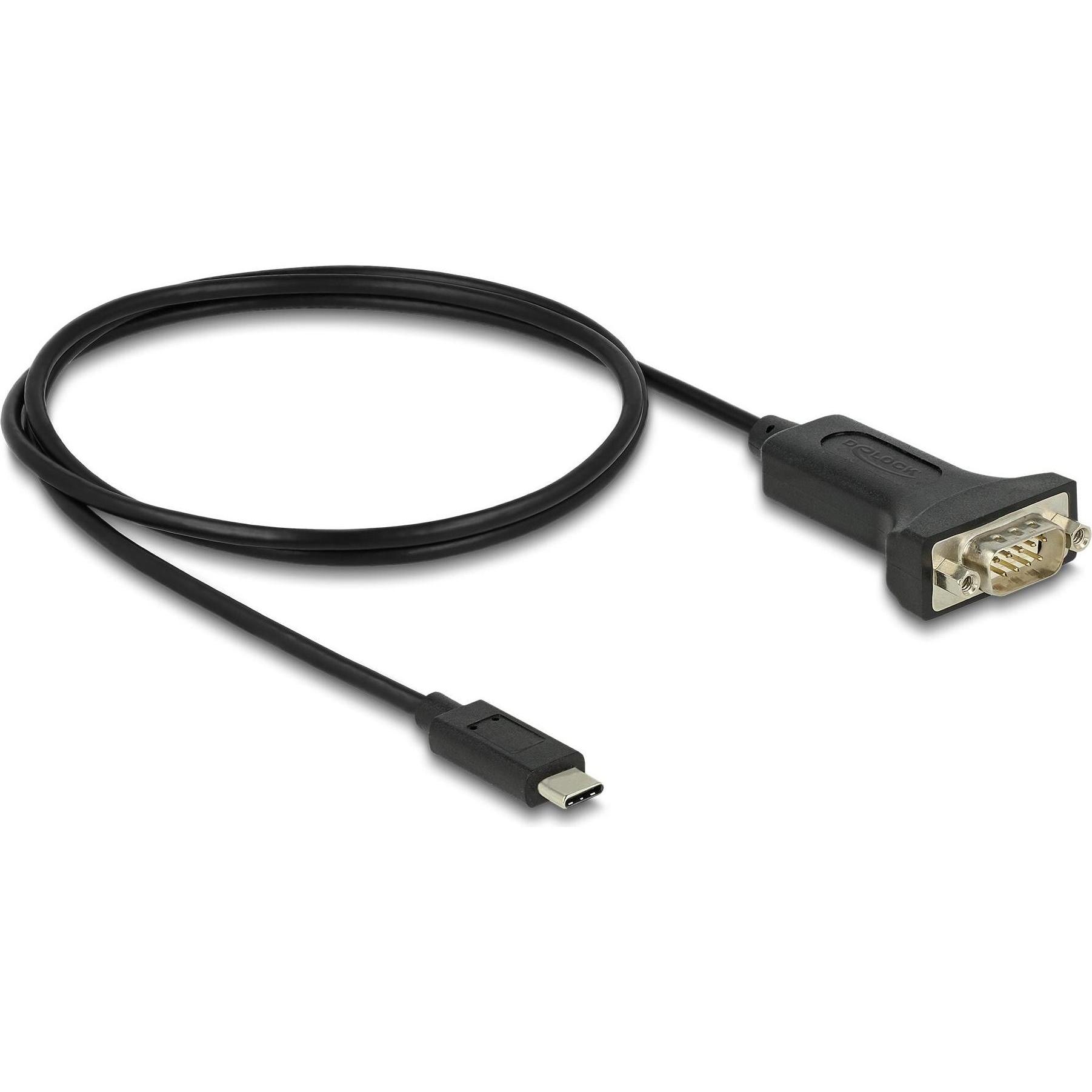 Thumbnail - Delock Adapter USB Type-C™ zu 1 x Seriell RS-232 D-Sub 9 Pin Stecker mit Muttern 1 m (1 m), Schnittstellenkabel