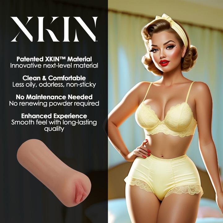 Produktbild Xkin Pinup Dolls - Slumber Party Slut Bettie Blowkiss - TPE Small Masturbator - 127g - Tan