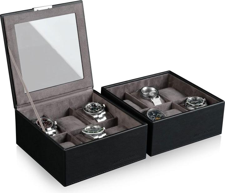 Actual product image Heisse & Söhne Stackable Jewelry Box Mirage L - Top: Watch Box for 6 Watches - Black
