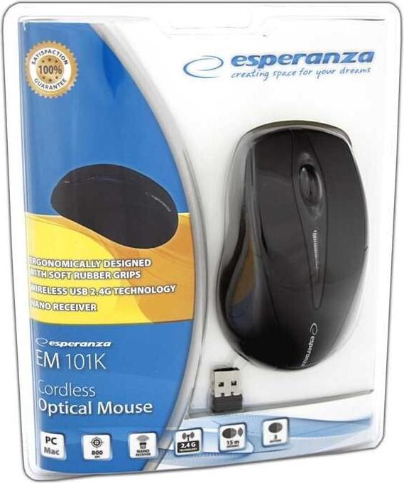 Produktbild Esperanza EM101K Maus Beidhändig RF Wireless Optisch 1000 DPI (Kabellos)