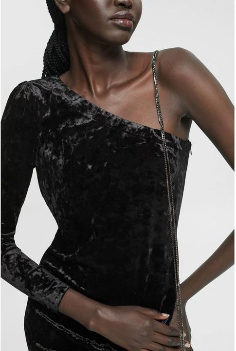 Produktbild Esprit Samtkleid im One-Shoulder-Design mit Kettenträger (XL)