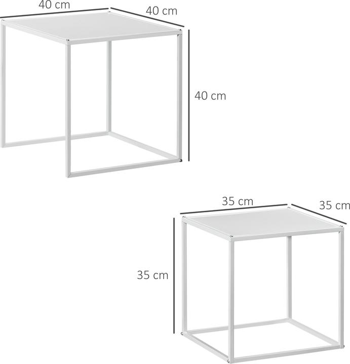 Produktbild Homcom Couchtisch-Set Stahl Weiss (40 x 40 x 40 cm)