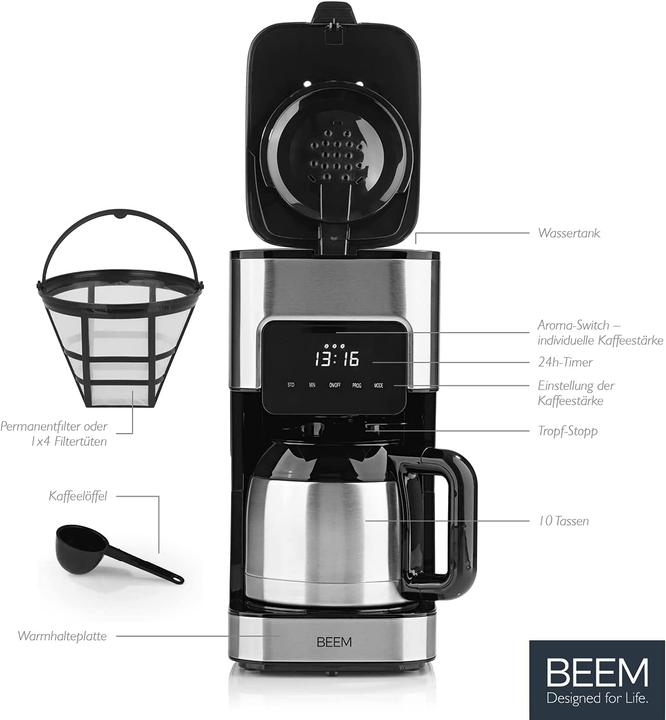 Immagine prodotto Beem Fresco Aroma Touch Filter Maker, 800W nero/argento