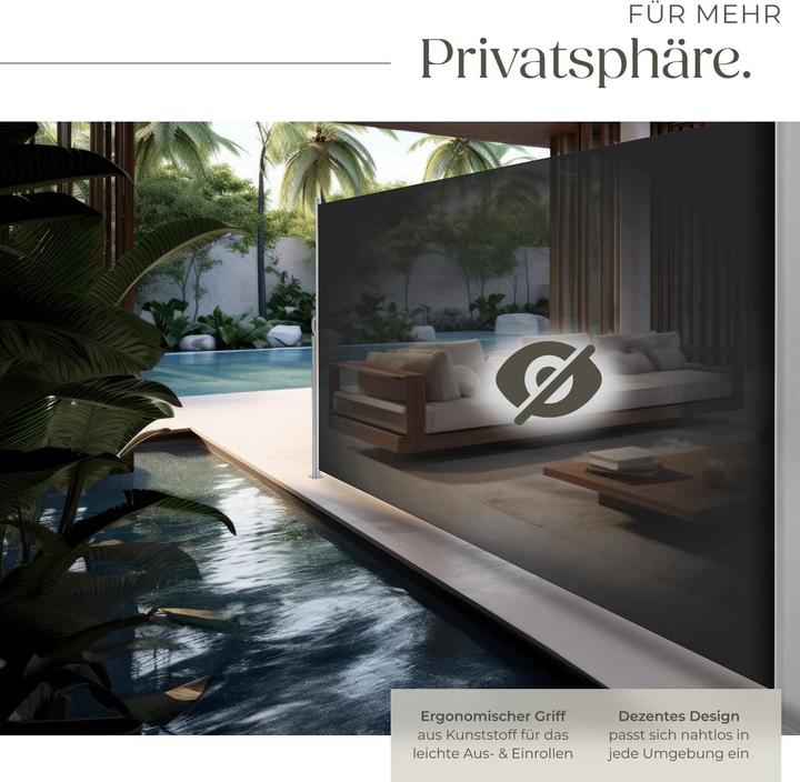 Actual product image tectake Garden Privacy Screen with retractable side awning and aluminium casing (1.60 m)