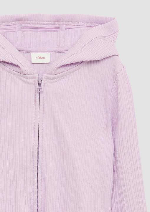 Actual product image S.Oliver Sweatshirt Jacke Verkürzte Sweatjacke mit Rippstruktur (128, 134)