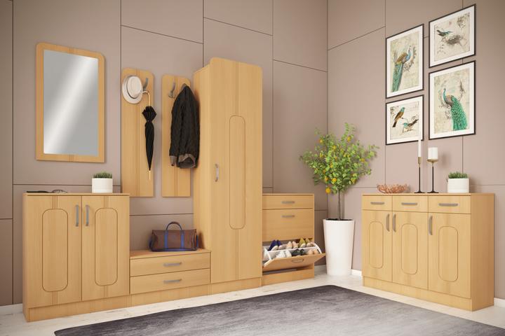 Actual product image VCM Wooden Set Hallway Furniture Coat Rack Coat Hooks Wardrobe Panel Balia