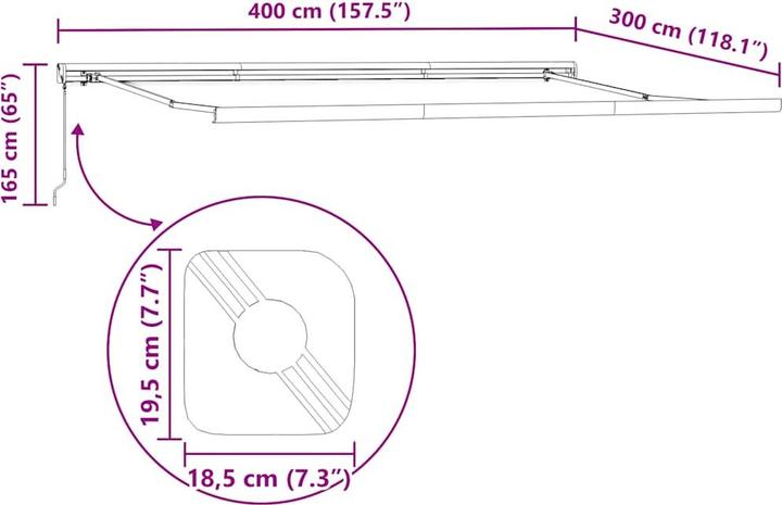 Actual product image vidaXL Einziehbare Markise (3.50 m)