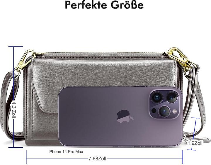 Only-Bags.Store Kleines Portemonnaie mit Kreditkartenfächern, Handytasche mit Reissverschluss um 2 Riemen