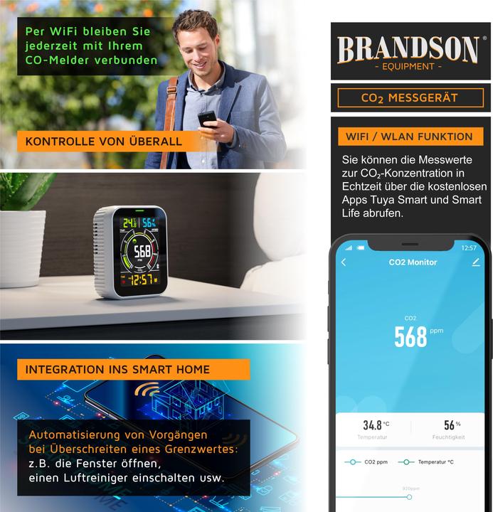 Produktbild Brandson CO2-Messgerät Luftqualitätsprüfer