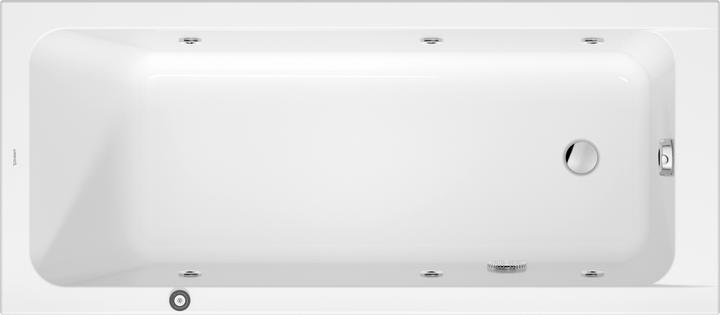 Actual product image Duravit D-Code whirlpool bath, 1600x700mm, 1 sloping back, Jet Project, rectangular, drain foot end (213 l, 160 cm, 70 cm)