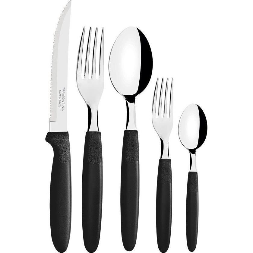 Tramontina 30-piece black flatware set (30 Stk., Besteck Set) (57449664)