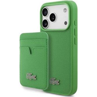 Lacoste Iconic Petit Pique MagSafe Case + Wallet for iPhone 17 Pro Green (Apple iPhone 17 Pro), Cover smartphone, Verde