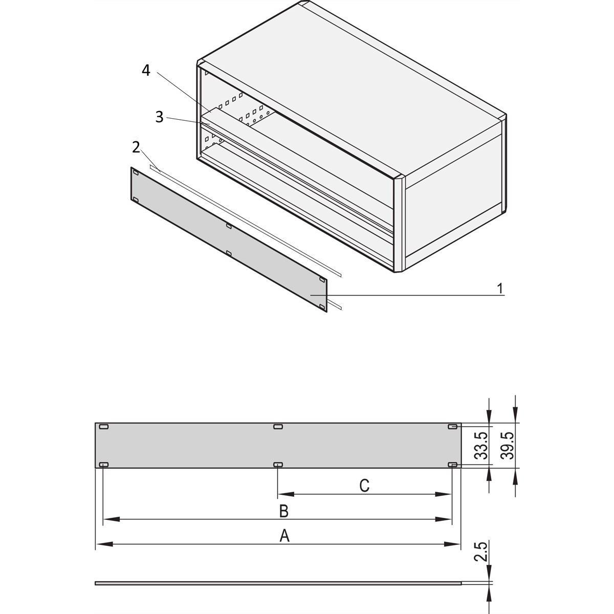 Schroff Frontplatten ungeschirmt - TEILFRONTPLATTE 1HE 84TE, Serverschrank Zubehör