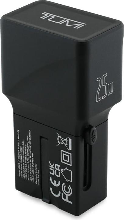 Actual product image Tumi Power Charger Travel Adapter 25W USB-C / USB-A black