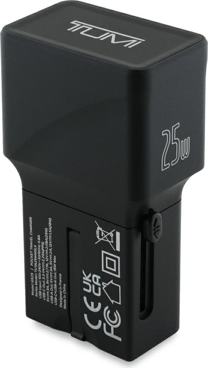 Actual product image Tumi Power Charger Travel Adapter 25W USB-C / USB-A black