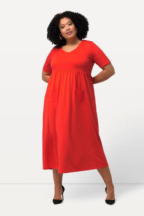 Produktbild Ulla Popken Jerseykleid, Empirenaht, A-Linie, V-Ausschnitt, Halbarm (46, 48)