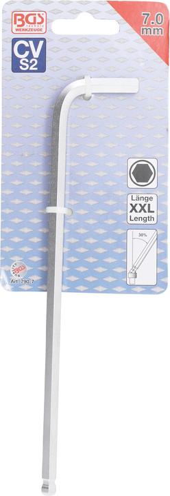 Actual product image BGS L-Type Wrench extra long internal Hexagon / internal Hexagon with Ball Head 7 mm